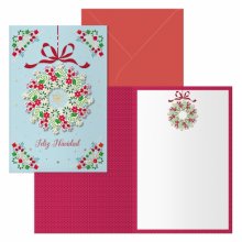 Dohe Poppy Pack de 6 Tarjetas de Felicitacion Navideña con Sobre - Tamaño Cerrada 11.5x17cm, Abierta 23x17cm - Papel Offset - Impresas a todo Color