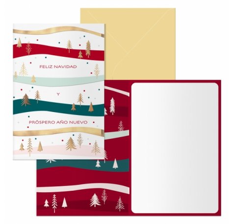 Dohe Grove Pack de 6 Tarjetas de Felicitacion Navideña con Sobre - Tamaño Cerrada 11.5x17cm, Abierta 23x17cm - Papel Offset - Impresas a todo Color
