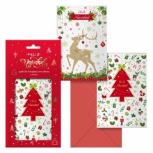 Dohe Caramelo Pack de 8 Tarjetas de Felicitacion Navideña con Sobre - 2 Modelos Distintos - Tamaño 12,2x23,5cm - Papel Offset - Impresas a todo Color