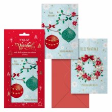Dohe Adviento Pack de 8 Tarjetas de Felicitacion Navideña con Sobre - 2 Modelos Distintos - Tamaño 12,2x23,5cm - Papel Offset - Impresas a todo Color