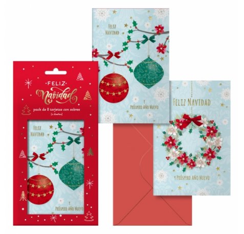 Dohe Adviento Pack de 8 Tarjetas de Felicitacion Navideña con Sobre - 2 Modelos Distintos - Tamaño 12,2x23,5cm - Papel Offset - Impresas a todo Color