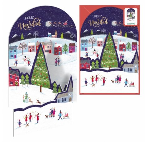 Dohe Mañana de Navidad Pack de 6 Tarjetas Desplegables de Felicitacion Navideña con Sobre - Impresas a todo Color