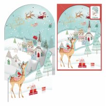 Dohe Aldea Navideña Pack de 6 Tarjetas Desplegables de Felicitacion Navideña con Sobre - Impresas a todo Color