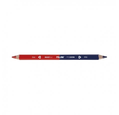 Milan Maxi Lapiz Bicolor Rojo y Azul - Mina Ã? 5mm - Triangular - Resistente a la Rotura (12 uds)
