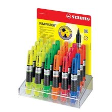 Stabilo Iluminator Expositor de 24 Marcadores Fluorescentes - Mayor Suministro de Tinta - Zona de Agarre - Trazo entre 2 y 5mm - Colores Verde, Amarillo, Rosa, Azul, Rojo y Naranja