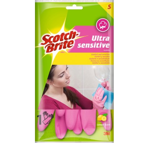 Scotch-Brite Ultra-Sensitive Guantes Multiuso - Talla S - Perfumados - Color Rosa