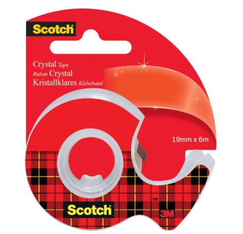 Scotch Crystal Cinta Adhesiva - Incluye Dispensador 19mm x 6m - Color Transparente