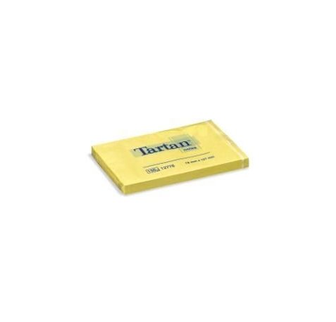 Tartan Pack de 12 Blocs de 100 Notas Adhesivas Reposicionables 76x127mm - 100% PEFC - Color Amarillo Claro