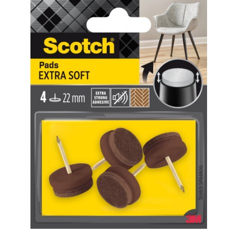 Scotch Pack de 4 Almohadillas de Fieltro con Clavo - Extrasuaves - Diametro de 22mm - Color Marron - SP84N30