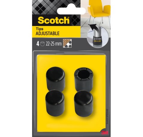 Scotch Pack de 4 Conteras Ajustables - Diametro de 22-25mm - Color Negro