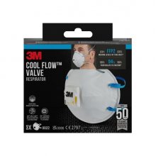 3M Cool Flow Pack de 3 Mascarillas para Particulas FFP2 - Desechable - con Valvula - para Niveles Medios de Particulas - Color Blanco