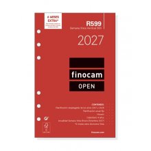 Finocam R599 Recambio para Agenda Open - Anual 2027 - Semana Vista Vertical - Formato 500 - 117x181mm - 6 Taladros - Papel de 80g/m2 - Color Blanco