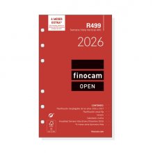 Finocam R499 Recambio Anual 2026 para Agendas Open 2026 - Formato 400 - 91x8x152mm - Semana Vista en Vertical - Color Blanco Finocam R499 Recambio Anual 2026 para Agendas Open 2026 - Formato 400 - 91x8x152mm - Semana Vista en Vertical - Color Blanco