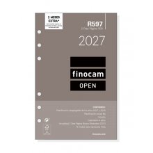 Finocam R597 Recambio para Agenda Open - Anual 2027 - 2 Dias por Pagina - Formato 500 - 117x181mm - 6 Taladros - Papel de 80g/m2 - Color Blanco