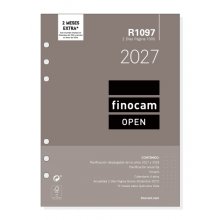 Finocam R1097 Recambio para Agenda Open - Anual 2027 - 2 Dias por Pagina - Formato 1000 - 155x215mm - 6 Taladros - Papel de 80g/m2 - Color Blanco