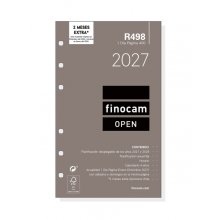 Finocam R498 Recambio para Agenda Open - Anual 2027 - 1 Dia por Pagina - Formato 400 - 91x152mm - 6 Taladros - Papel de 70g/m2 - Color Blanco