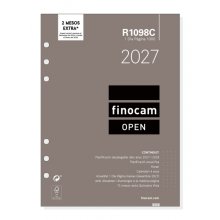 Finocam R1098C Recambio para Agenda Open en Catalan - Anual 2027 - 1 Dia por Pagina - Formato 1000 - 155x215mm - 6 Taladros - Papel de 70g/m2 - Color Blanco