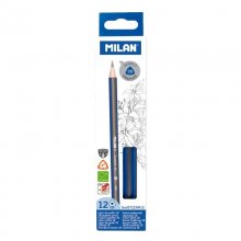 Milan Pack de 12 Lapices de Grafito Triangulares - Mina 2B de 2.4mm - Resistente a la Rotura - Recomendado para Dibujo Artistico