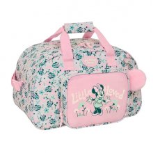 Safta Minnie Mouse Minty Bolsa de Deporte - Bolsillo Frontal - Bandolera Ajustable - Asa Forrada - Doble Cremallera - Base con Tacos - Fondo Extraible - 22L - 400x230x240mm - Color Rosa Pastel