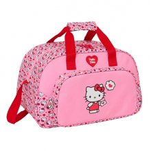 Safta Hello Kitty Bolsa de Deporte - Bolsillo Frontal - Bandolera Ajustable - Asa Forrada - Doble Tirador Cremallera - Tacos Proteccion Base - Fondo Extraible - 22L - 400x230x240mm - Color Rosa