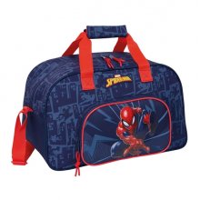 Safta Spider-Man Bolsa de Deporte - Bolsillo Frontal - Bandolera Ajustable - Asa Forrada - Doble Tirador Cremallera - Tacos Proteccion Base - Fondo Extraible - 22L - 400x230x240mm - Color Azul Marino
