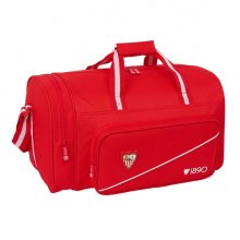 Safta Sevilla FC Bolsa de Deporte - Bandolera Ajustable - Bolsillo Frontal - Cremallera con Doble Tirador - Tacos en la Base - 47x26x27cm - Color Rojo