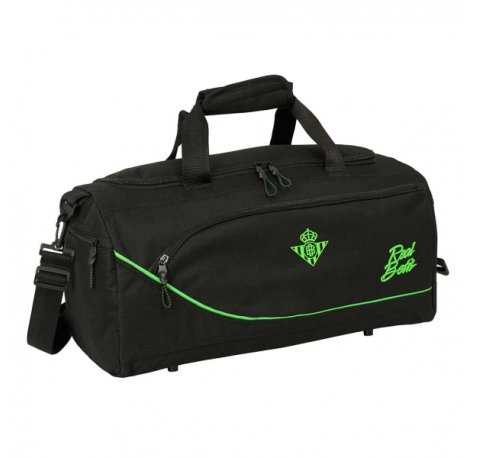 Safta Real Betis Balompie Bolsa de Deporte - Bandolera Ajustable - Bolsillos Laterales y Frontal - Fondo Semirigido - Cremallera con Doble Tirador - Base con Tacos - 50x25x25cm - Color Negro y Verde