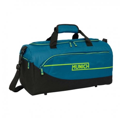 Safta Munich Land Bolsa de Deporte - Bandolera Ajustable - Cremallera Doble - Bolsillo Frontal - Bolsillos Laterales - Fondo Extraible - Tacos en Base - 500x250x250mm - Color Azul Oscuro