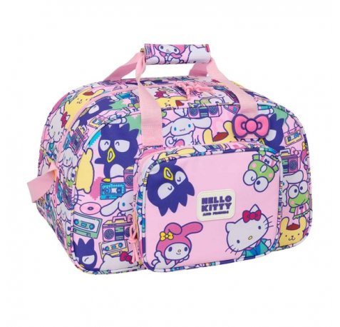 Safta Hello Kitty and Friends Bolsa de Deporte - Bandolera Ajustable - Bolsillo Frontal - Cremallera con Doble Tirador - Tacos en la Base - 40x24x23cm - Color Rosa