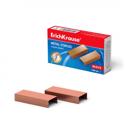 Erichkrause Grapas de Cobre ?24/6 - 1000 Grapas - Alta Calidad y Resistencia Mejorada - Resistente a La Corrosion - Color Cobre