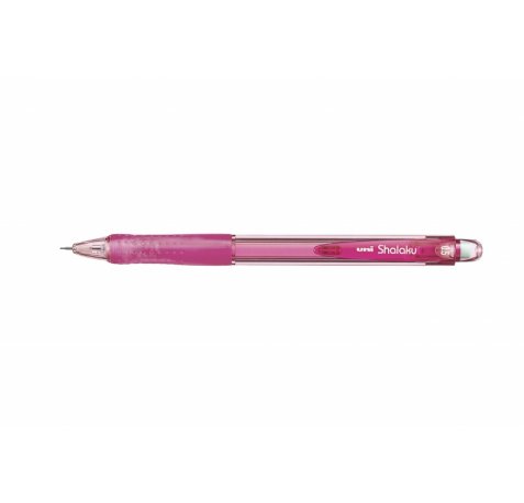 Uni-ball Shalaku M5-100 Portaminas - Ancho de Trazo 0.5mm - 2 Minas HB - Empuñadura de Caucho Antifatiga - Goma de Borrar Integrada - Color Rosa (10 uds)
