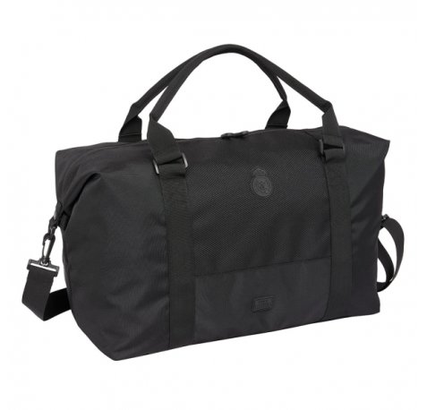 Safta Real Madrid Premium Bolsa de Deporte - Bandolera Ajustable - Cierre de Iman - Interior Forrado - Cremalleras Bidireccionales - Asa Forrada - 43.35L - 500x220x290mm - Color Negro