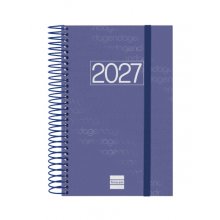 Finocam Espiral Basics Year Agenda - Anual 2027 - 1 Dia por Pagina - Formato E5 - 117x181mm - Espiral - Tapa de Polipropileno - Esquinas Microperforadas - Papel de 70g/m2 - Color Azul