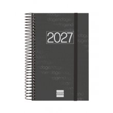 Finocam Espiral Basics Year Agenda - Anual 2027 - 1 Dia por Pagina - Formato E5 - 117x181mm - Espiral - Tapa de Polipropileno - Esquinas Microperforadas - Papel de 70g/m2 - Color Negro