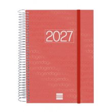 Finocam Espiral Basics Year Agenda - Anual 2027 - 1 Dia por Pagina - Formato E10 - 155x212mm - Espiral - Tapa de Polipropileno - Esquinas Microperforadas - Papel de 70g/m2 - Color Rojo