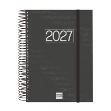 Finocam Espiral Basics Year Agenda - Anual 2027 - 1 Dia por Pagina - Formato E10 - 155x212mm - Espiral - Tapa de Polipropileno - Esquinas Microperforadas - Papel de 70g/m2 - Color Negro