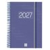 Finocam Espiral Basics Year Agenda - Anual 2027 - 1 Dia por Pagina - Formato E40 - 210x297mm - Espiral - Tapa de Polipropileno - Esquinas Microperforadas - Papel de 70g/m2 - Color Azul