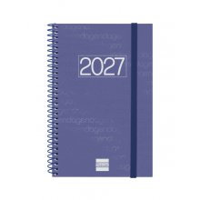 Finocam Espiral Basics Year Agenda - Anual 2027 - Semana Vista Horizontal - Formato E5 - 117x181mm - Espiral - Tapa de Polipropileno - Esquinas Microperforadas - Papel de 80g/m2 - Color Azul