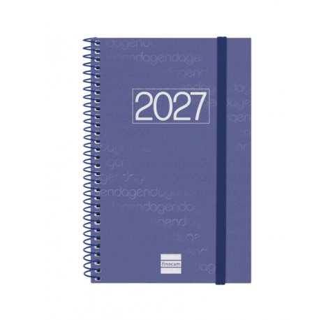 Finocam Espiral Basics Year Agenda - Anual 2027 - Semana Vista Horizontal - Formato E5 - 117x181mm - Espiral - Tapa de Polipropileno - Esquinas Microperforadas - Papel de 80g/m2 - Color Azul