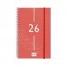 Finocam Year Agenda de Espiral - Anual 2026 - Tapa Ligera - Formato E5 - 125x14x181mm - Semana Vista Horizontal - Color Rojo