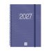 Finocam Espiral Basics Year Agenda - Anual 2027 - Semana Vista Horizontal - Formato E10 - 155x212mm - Espiral - Tapa de Polipropileno - Esquinas Microperforadas - Papel de 80g/m2 - Color Azul