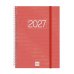 Finocam Espiral Basics Year Agenda - Anual 2027 - Semana Vista Horizontal - Formato E10 - 155x212mm - Espiral - Tapa de Polipropileno - Esquinas Microperforadas - Papel de 80g/m2 - Color Rojo