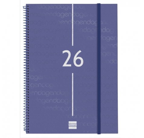 Finocam Year Agenda de Espiral - Anual 2026 - Tapa Ligera - Formato E40 - 217x14x297mm - Semana Vista Horizontal - Color Azul