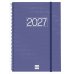 Finocam Espiral Basics Year Agenda - Anual 2027 - Semana Vista Horizontal - Formato E40 - 210x297mm - Espiral - Tapa de Polipropileno - Esquinas Microperforadas - Papel de 80g/m2 - Color Azul