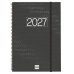 Finocam Espiral Basics Year Agenda - Anual 2027 - Semana Vista Horizontal - Formato E40 - 210x297mm - Espiral - Tapa de Polipropileno - Esquinas Microperforadas - Papel de 80g/m2 - Color Negro