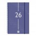 Finocam Year Agenda de Espiral - Anual 2026 - Tapa Ligera - Formato E11 - 172x14x242mm - Semana Vista en Vertical - Color Azul