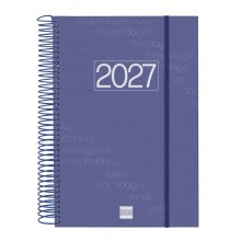 Finocam Espiral Basics Year Agenda - Anual 2027 - 1 Dia por Pagina - Formato E11 - 165x242mm - Espiral - Tapa de Polipropileno - Esquinas Microperforadas - Papel de 70g/m2 - Color Azul