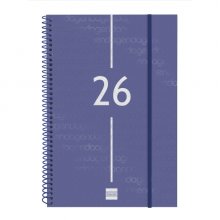 Finocam Year Agenda de Espiral en Catalan - Anual 2026 - Tapa Ligera - Formato E11 - 172x14x242mm - Semana Vista en Vertical - Color Azul