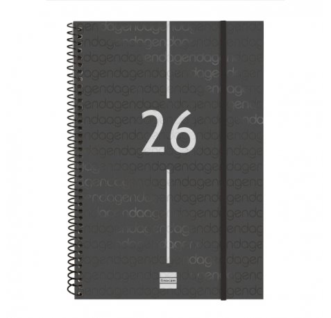 Finocam Year Agenda de Espiral en Catalan - Anual 2026 - Tapa Ligera - Formato E11 - 172x14x242mm - Semana Vista en Vertical - Color Negro