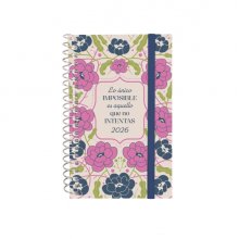 Finocam Design Collection Agenda de Espiral - Anual 2026 - Tapa Ligera - Formato E3 - 85x14x127mm - Semana Vista Horizontal - Tematica de Flores